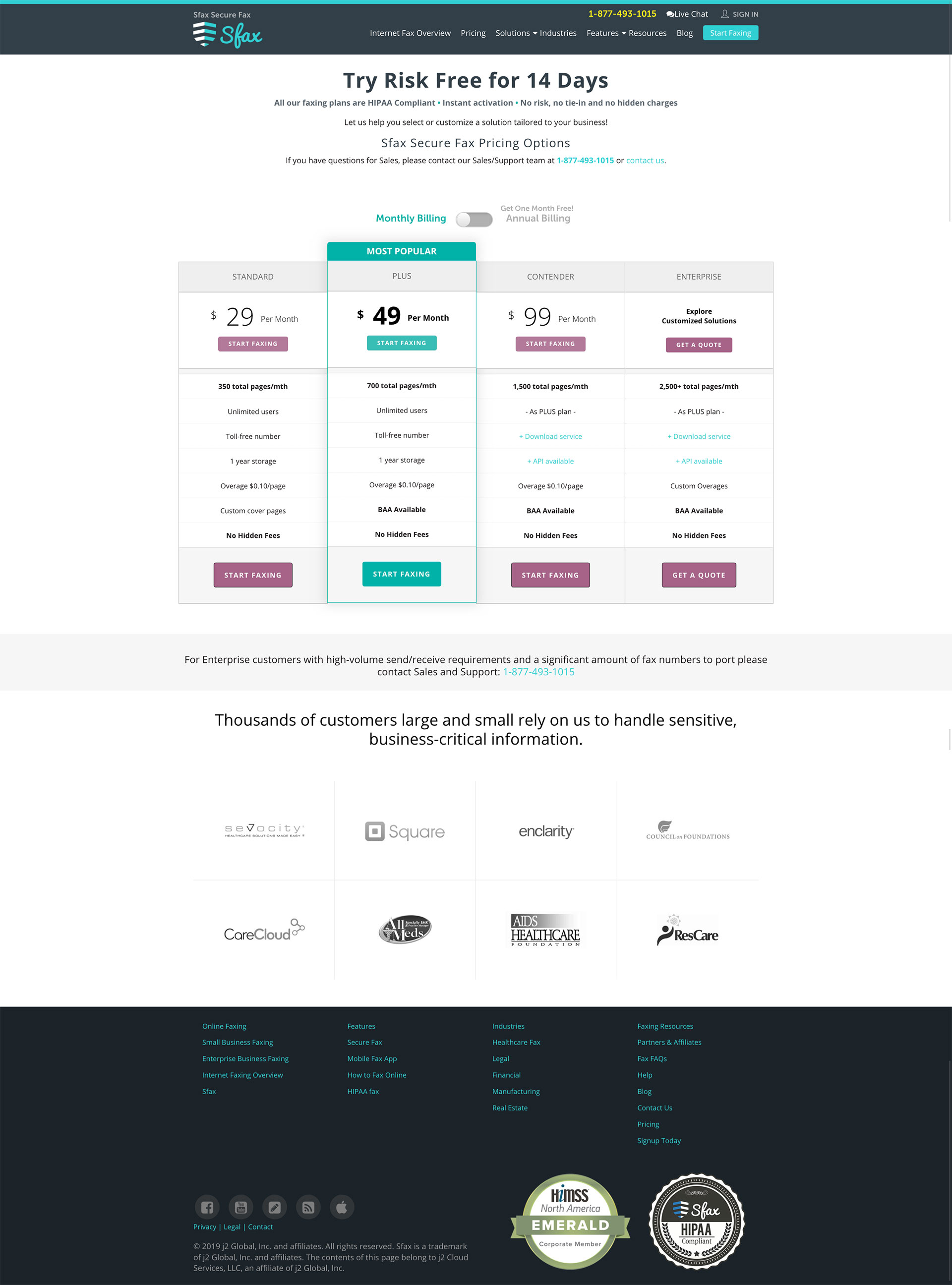 Sfax Pricing Page